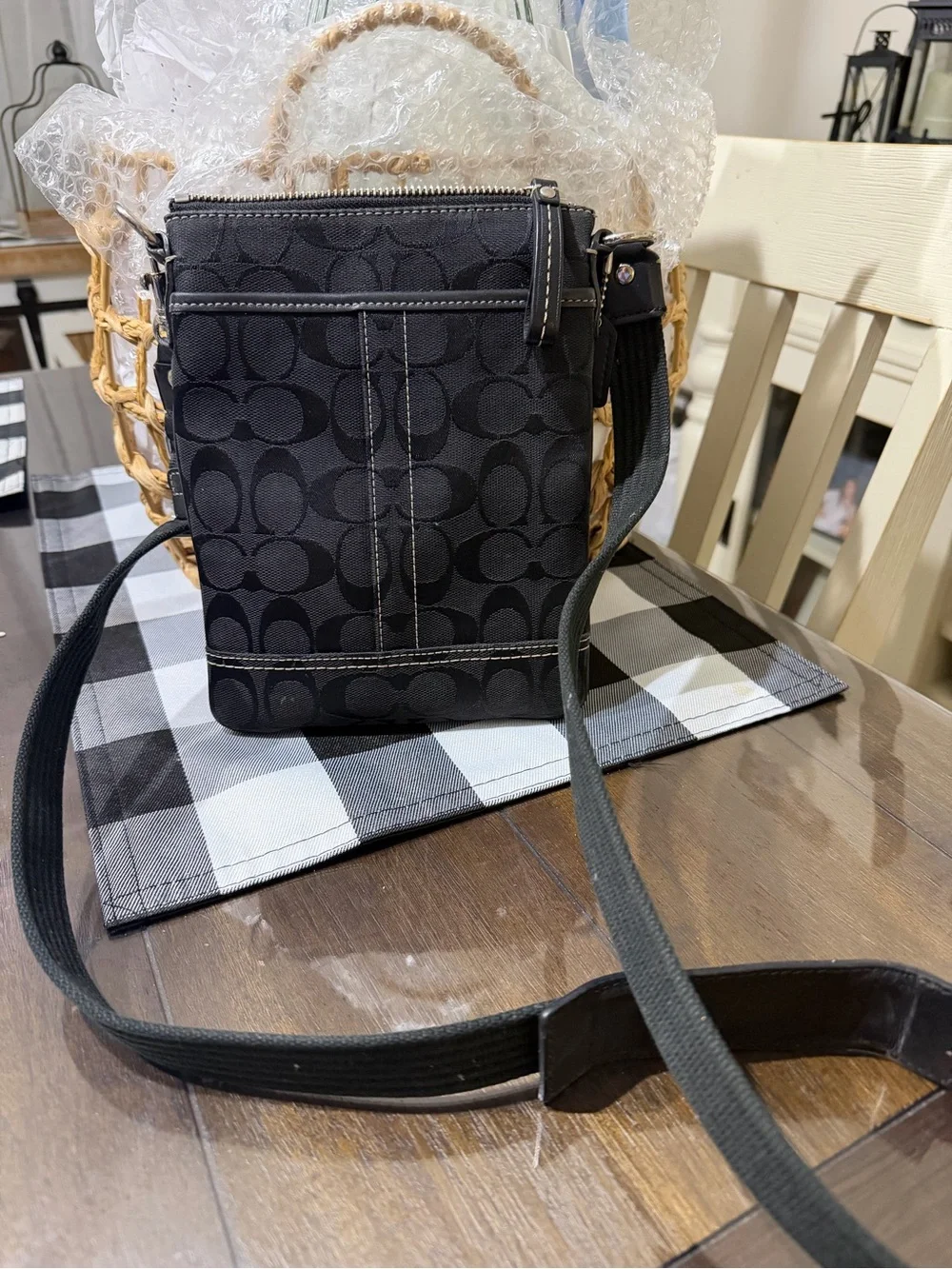 Coach Black Signature Jacquard Crossbody Messenger